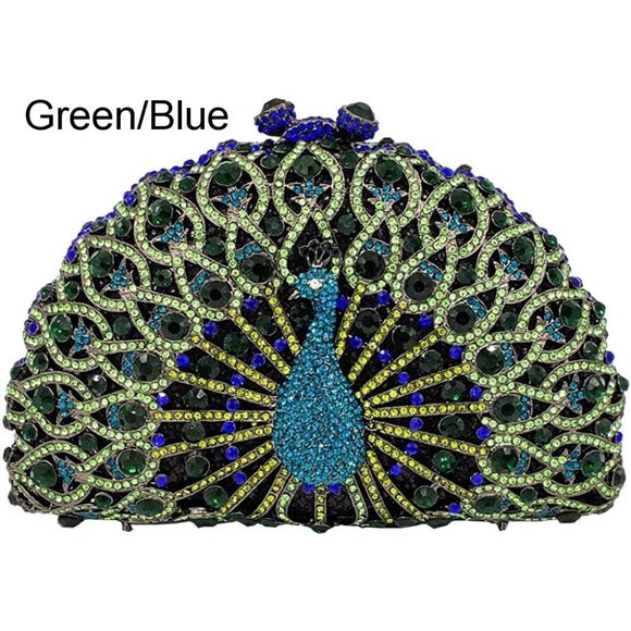 Sparkling Bling Things Handbags - NWT Sparkling Bling Swarovski Crystal Rhinestone Peacock Clutch Bird Pur…